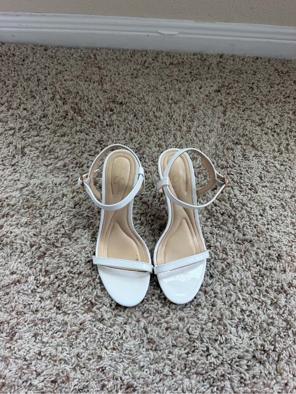 Jessica Simpson White Patent Open-Toe Ankle-Strap Heels